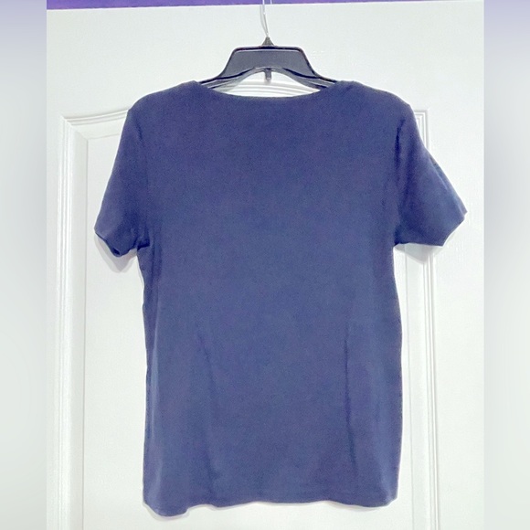 KAREN SCOTT SHORT SLEEVE TEE NAVY BLUE - Picture 2 of 2